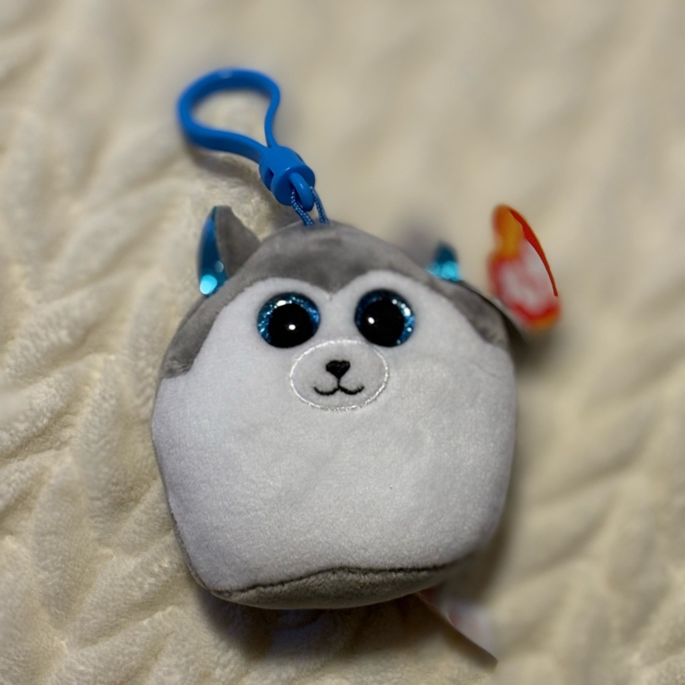 Squishy Beanies - Slush Gray and White Husky Plush Keychain